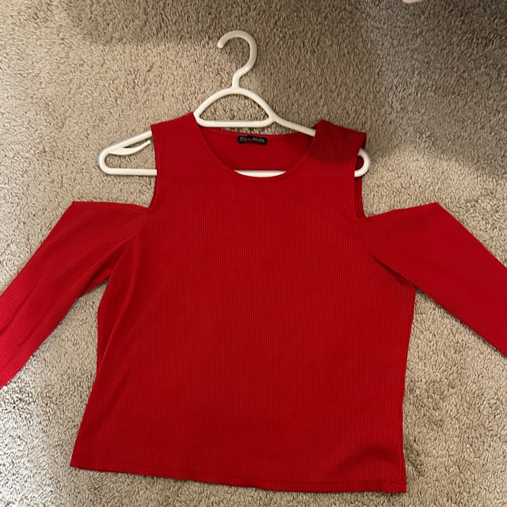 Red Cold Shoulder women’s Top